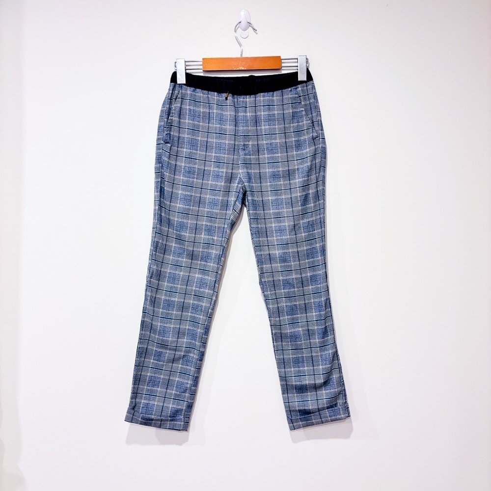 ZARA KIDS Blue Plaid Skinny Pull On Stretch Pants Preppy Size 11/12